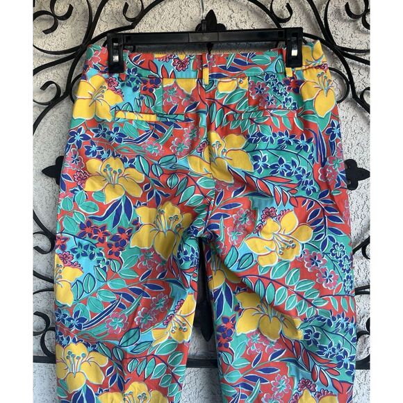 Talbots Perfect Skimmers Trailing Hibiscus Capri Pants - Size 2 - Multicolored - Picture 8 of 11